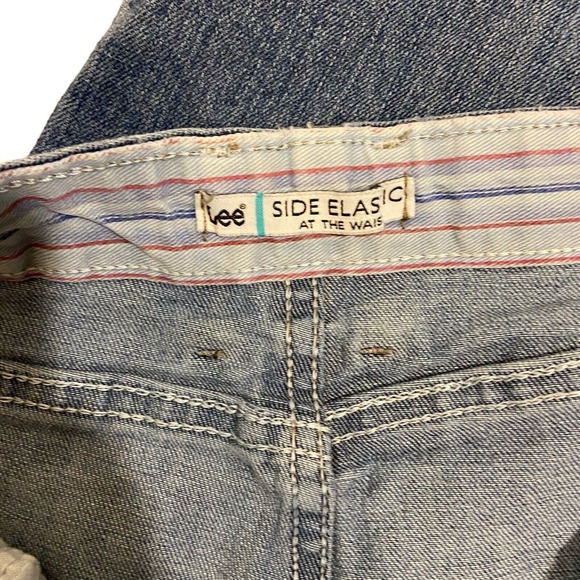 LEE Women Vintage Mom Jeans Size 12 Side Elastic At The Waist High Rise Y2K Blue - Picture 2 of 12
